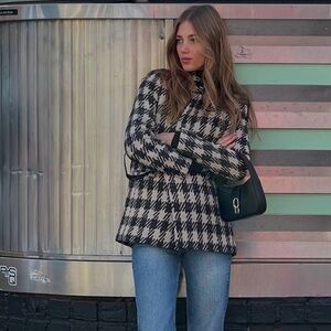 Anine Bing Diana Blazer Houndstooth plaid Jacket Size XS NEW RARE